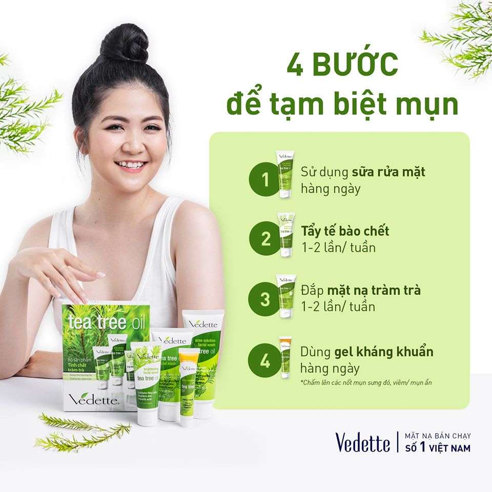 Mặt nạ đất sét Vedette tinh dầu tràm trà (Tea Tree Oil) 80ml