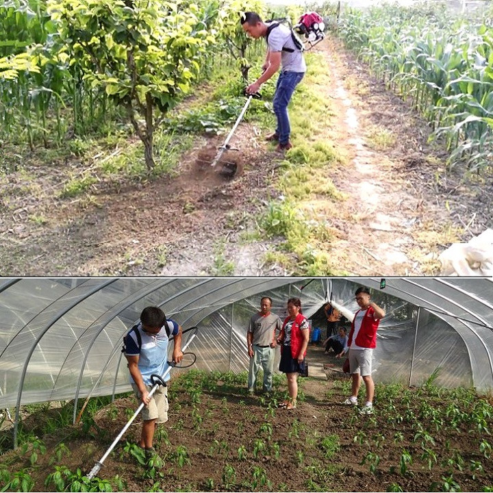 Đầu xới cỏ, đầu xới đất lắp cho máy cắt cỏ[ bánh chéo ]