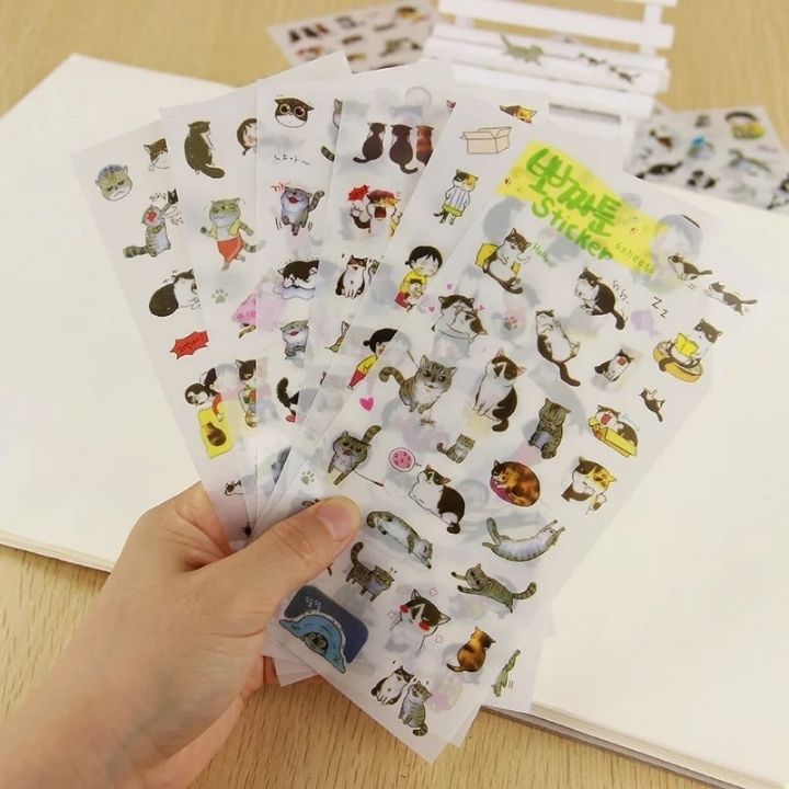 Combo 6 Miếng Dán Trang Trí Sticker Trang Trí Sticker Mèo Ppozzatoon Phong Cách Hàn Quốc Dễ Thương Cho Bé