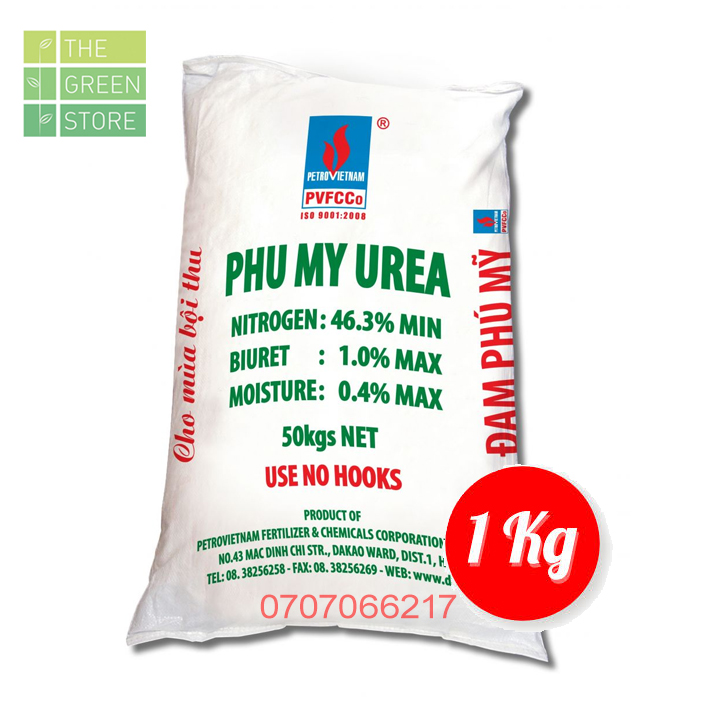 Phân bón ure đạm Phú Mỹ (500g - 1kg) bán lẻ từ bao 50kg cho rau màu, hoa cây cảnh, cây ăn quả