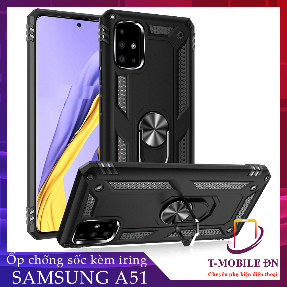 Ốp lưng Samsung A51 chống sốc 2 lớp kèm nhẫn iring làm giá đỡ bảo vệ máy toàn diện chuẩn châu âu