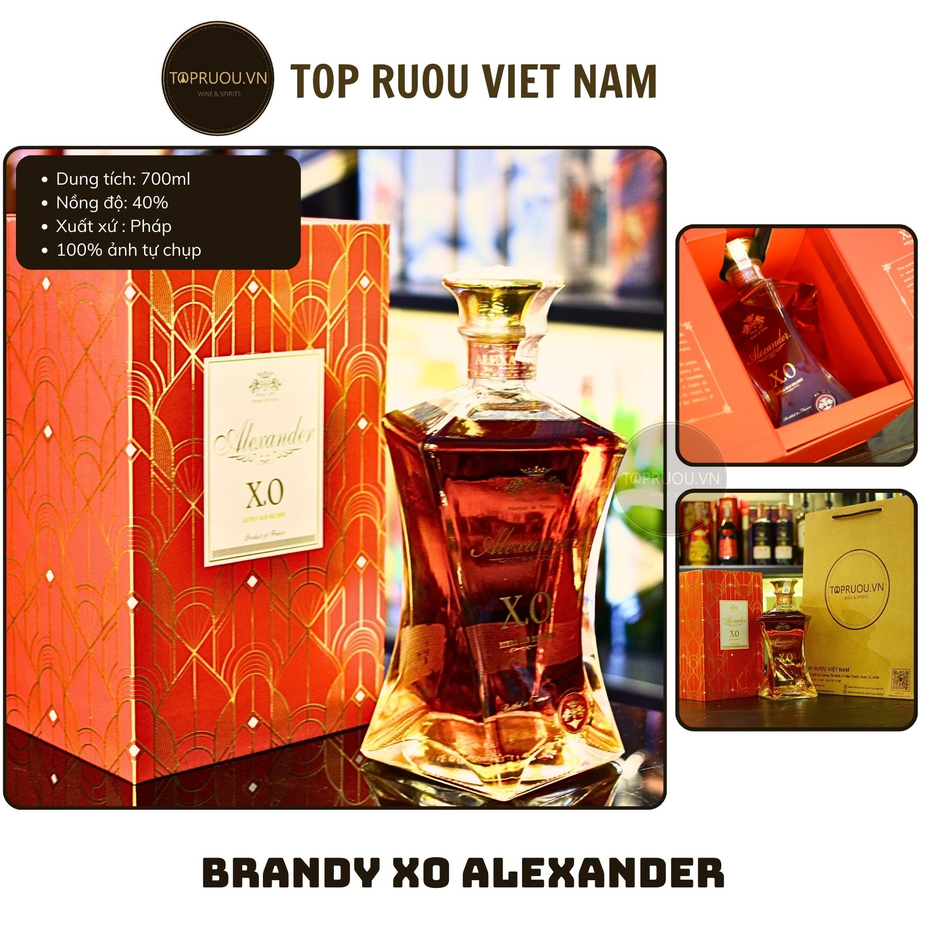 [Includes Beautiful Box] Brandy Xo Alexander - Attitude - Royal Diamant 700ml [Genuine][Top Vietnamese Wine]