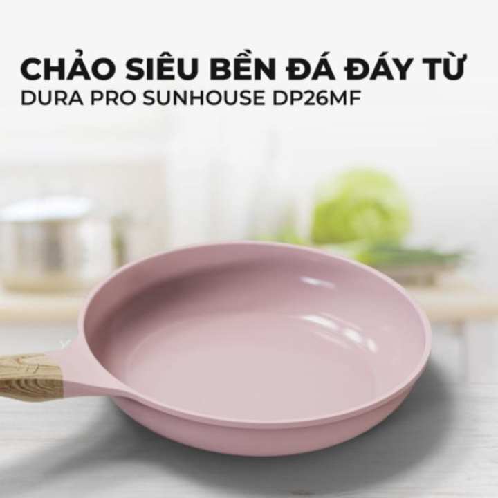 Chảo siêu bền đá đáy từ Dura pro SUNHOUSE DP26MF màu hồng pastel siêu đẹp - Chống dính an toàn - Hình ảnh 3