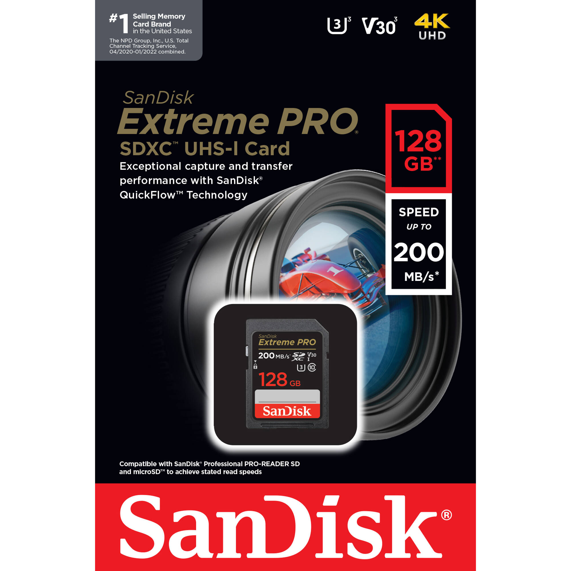 Thẻ nhớ SDXC SanDisk Extreme PRO 128GB 200MBs UHS-I U3 4K V30 (SDSDXXD-128G-GN4IN)  - MixASale