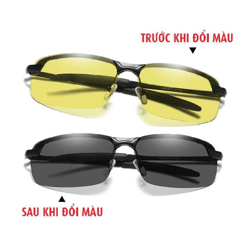 Giá bán Kính đổi màu đi ngày và đêm gọng kim loại nhẹ, mắt kính polarized phân cực, chống UV - MK1904