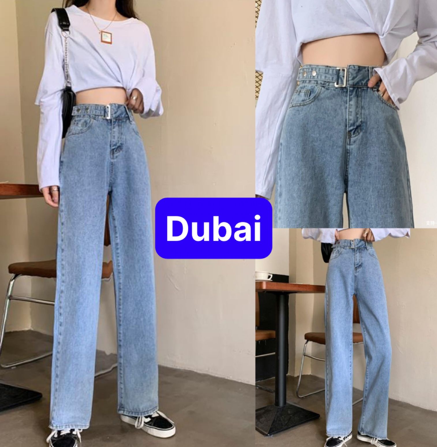 QUẦN BAGGY JEAN NỮ XANH CHẤT BÒ EO KIỂU ỐNG RỘNG SUÔNG DÀI LƯNG CAO NÂNG MÔNG NHẬT BẢN DB-129 - DUBAI FASHION