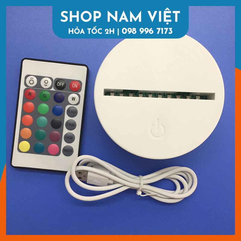 Đế Đèn LED 3D 16 Màu Cảm Ứng + Remote (không kèm tấm mica)