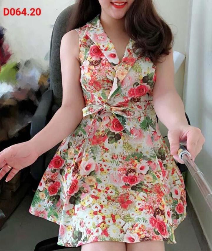 Đầm sơ mi sát nách cổ vest -DT