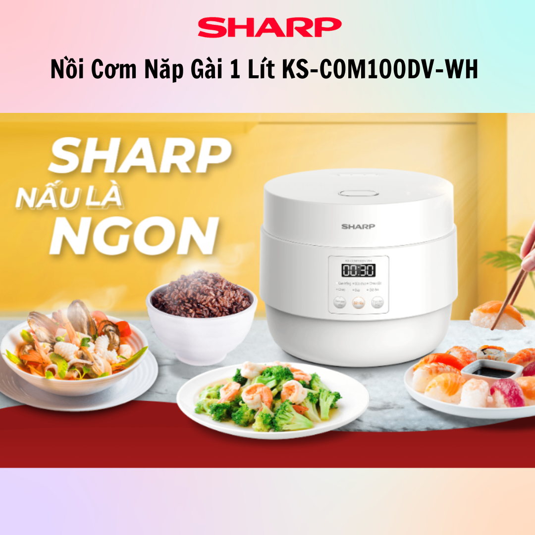 Nồi cơm điện tử Sharp KS-COM100DV-WH(1L)-Hàng Chính Hãng
