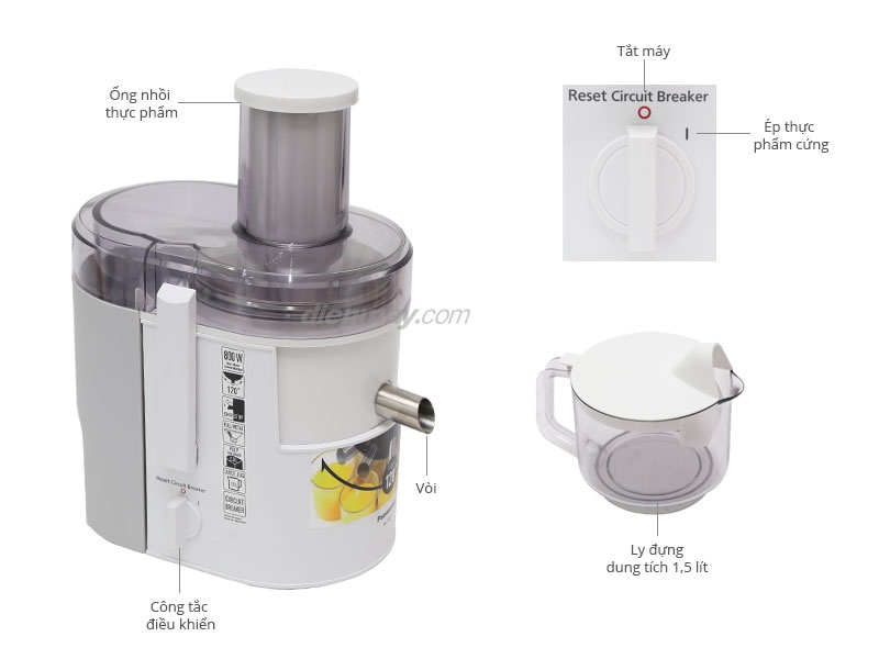 Máy ép trái cây Panasonic (Nhật Bản) MJ-SJ01WRA 800W (Mới 100%, bảo hành chính hãng 12 tháng)