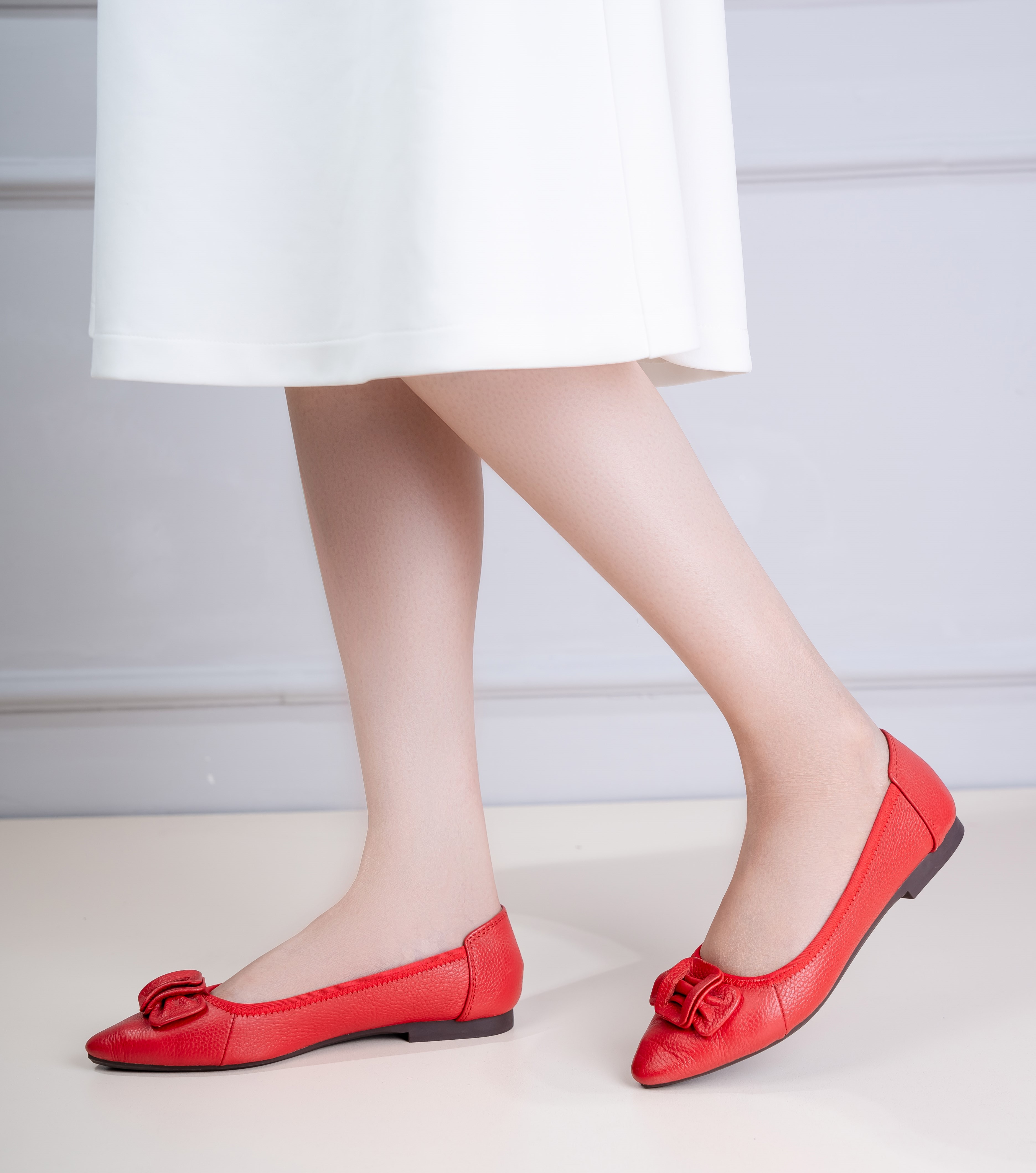 Giày Búp Bê Nữ Mũi Nhọn Gắn Nơ Pixie P126