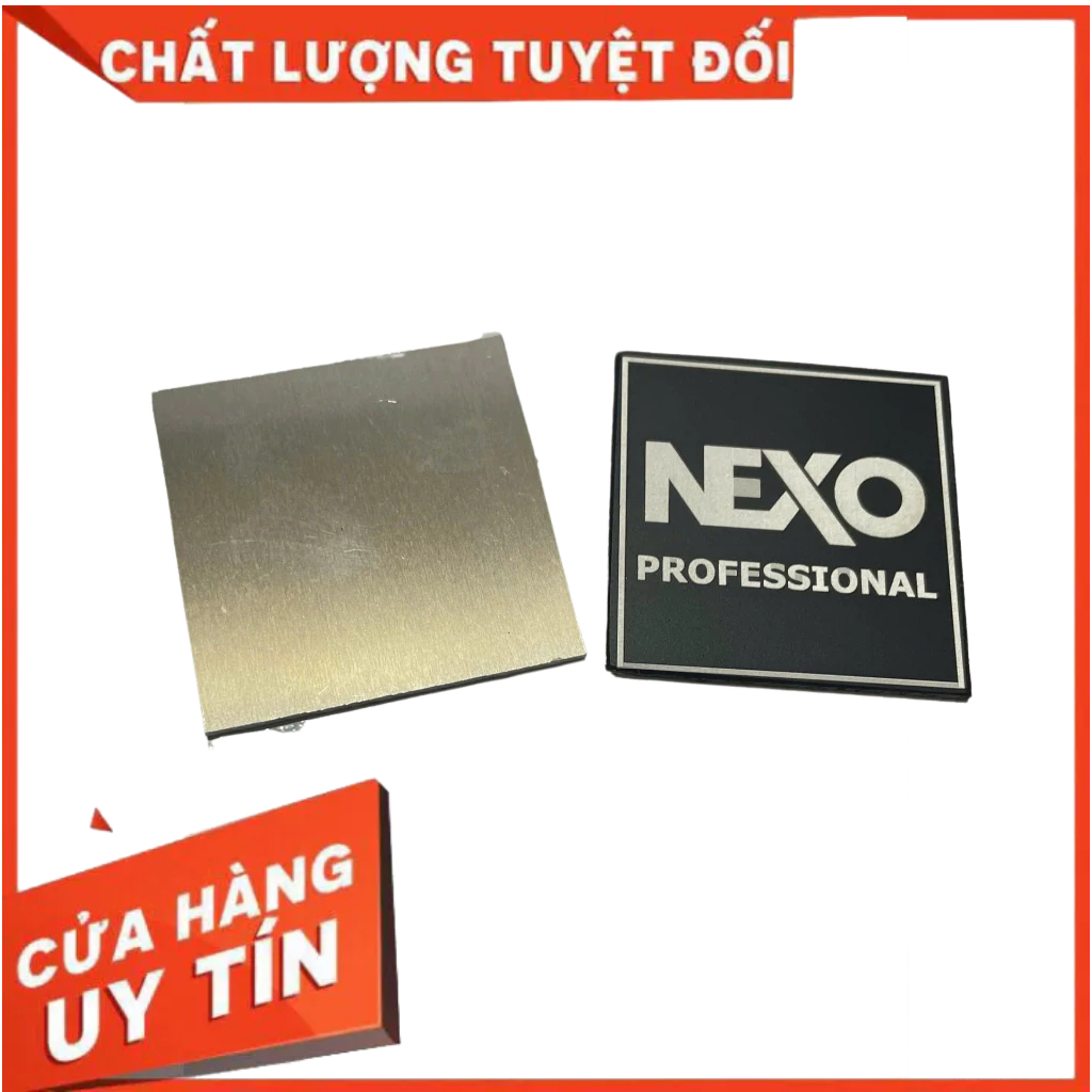 Logo thùng loa - Tem thùng loa NEXO NHÔM cỡ 5x5cm: Giá 2 chiếc