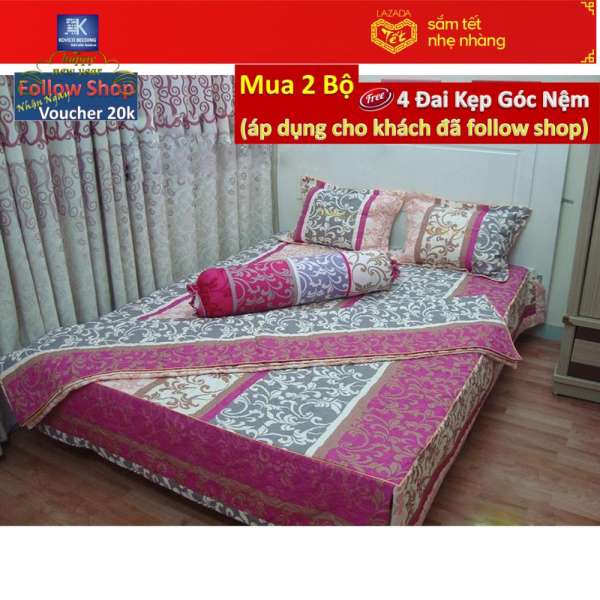 Bộ chăn ga gối bọc  Thổ Cẩm 1m8x2m