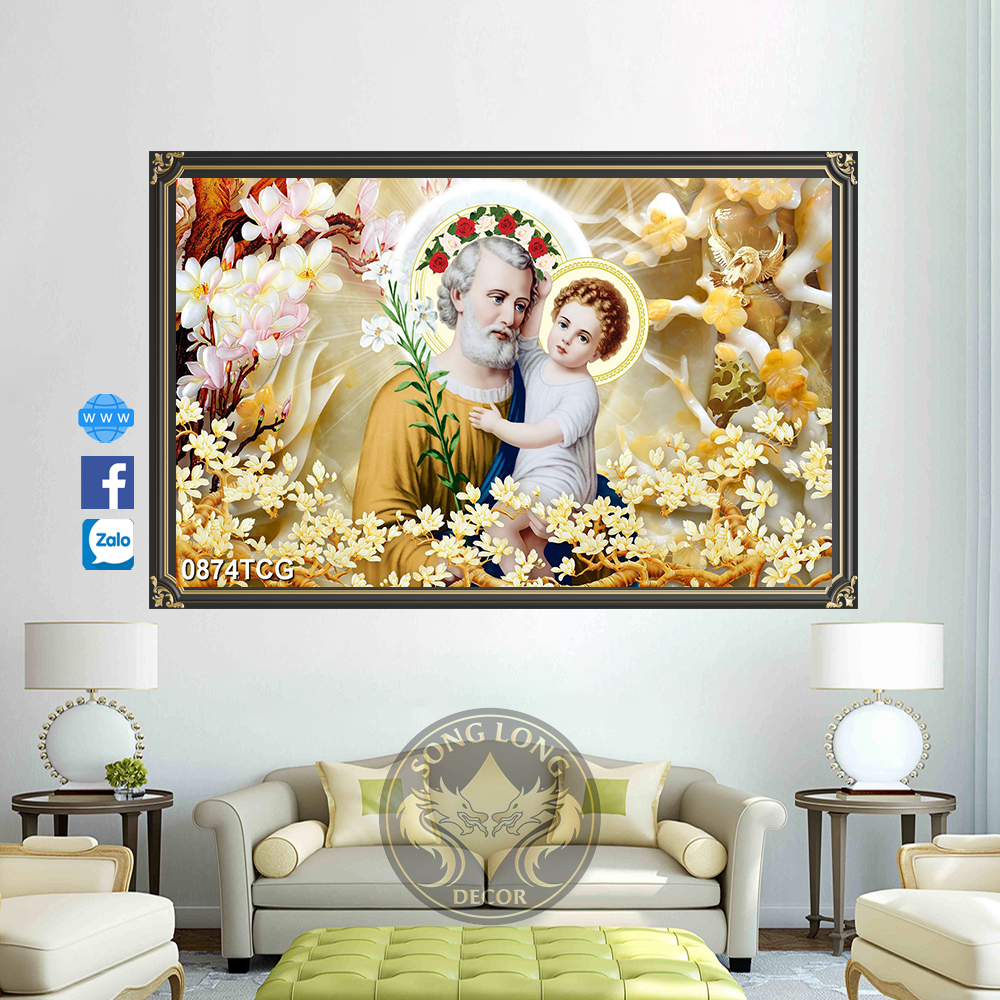TRANH DÁN TƯỜNG 3D CHÚA GIÊ SU - TRANH ĐỨC MẸ MARIA VÀ CHÚA HÀI ĐỒNG, TRANH GIA ĐÌNH THÁNH GIA DÁ