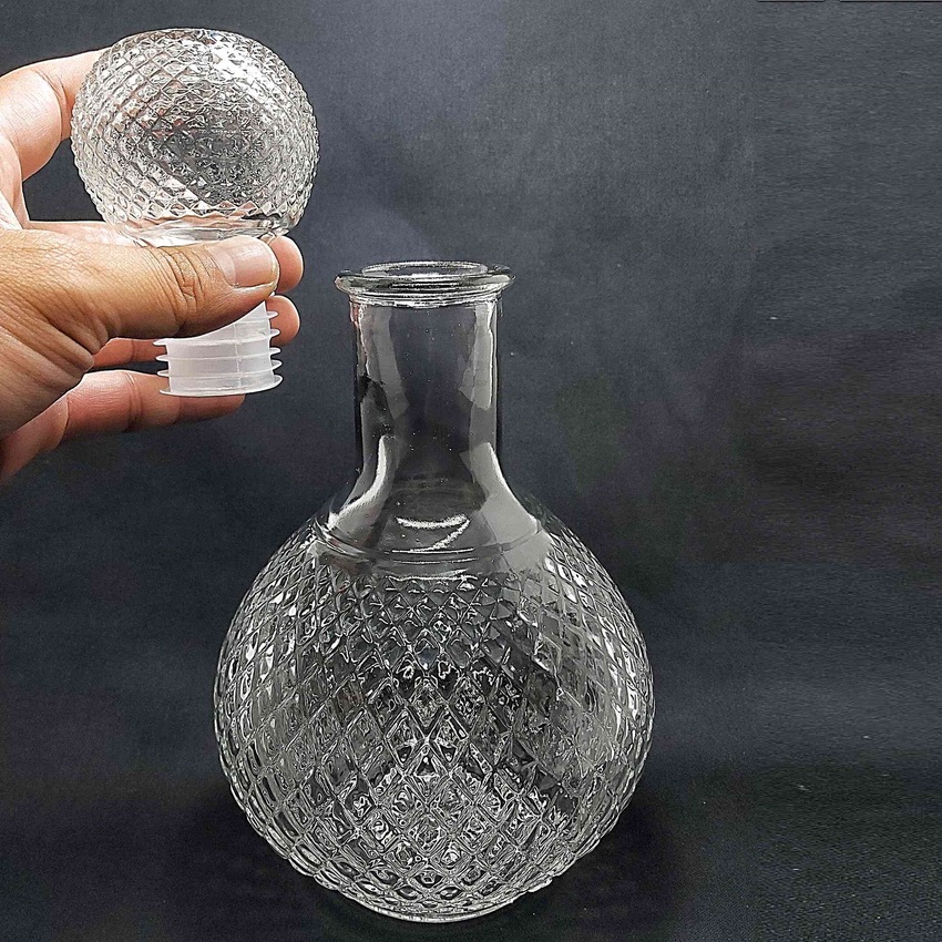 Chai Thủy Tinh Đựng Rượu 1 Lít cao cấp mẫu bầu tròn giác kim cương – Vỏ Chai Rượu Đẹp 1000ML -  Bình Đựng Rượu siêu trong (A2)