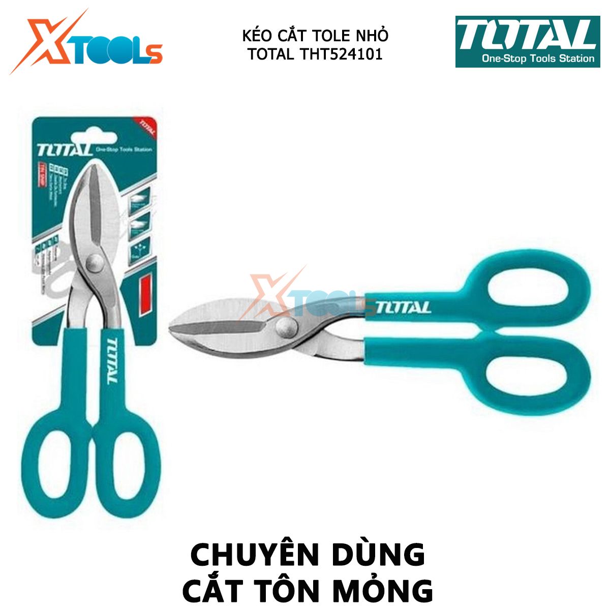 Kéo cắt tole nhỏ TOTAL THT524101 | kéo cắt tôn mỏng Kích thước 10 inch cắt tấm tôn, thép , vật liệu mỏng[CHÍNH HÃNG][XTOOLs]