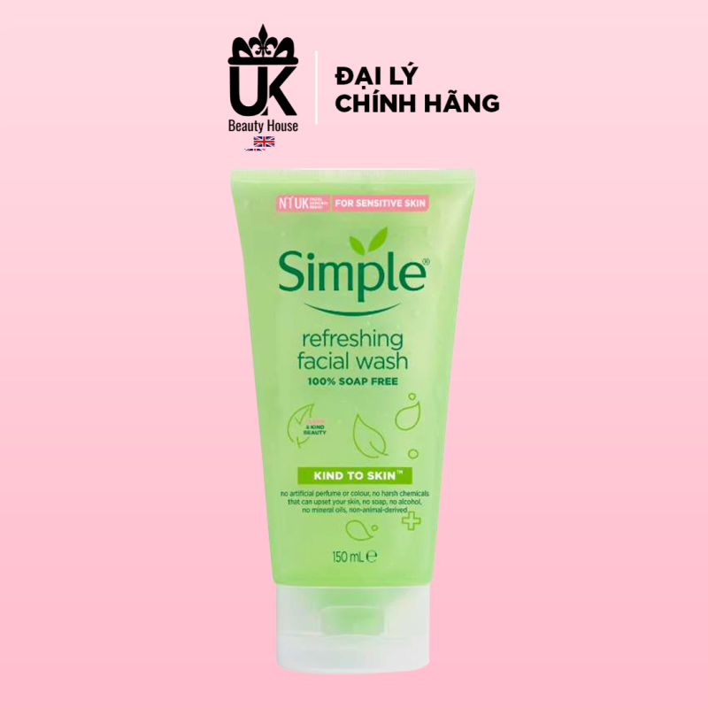 [HCM]Sữa Rửa Mặt Simple Gel Kind To Skin Refreshing Facial Wash Gel 150Ml