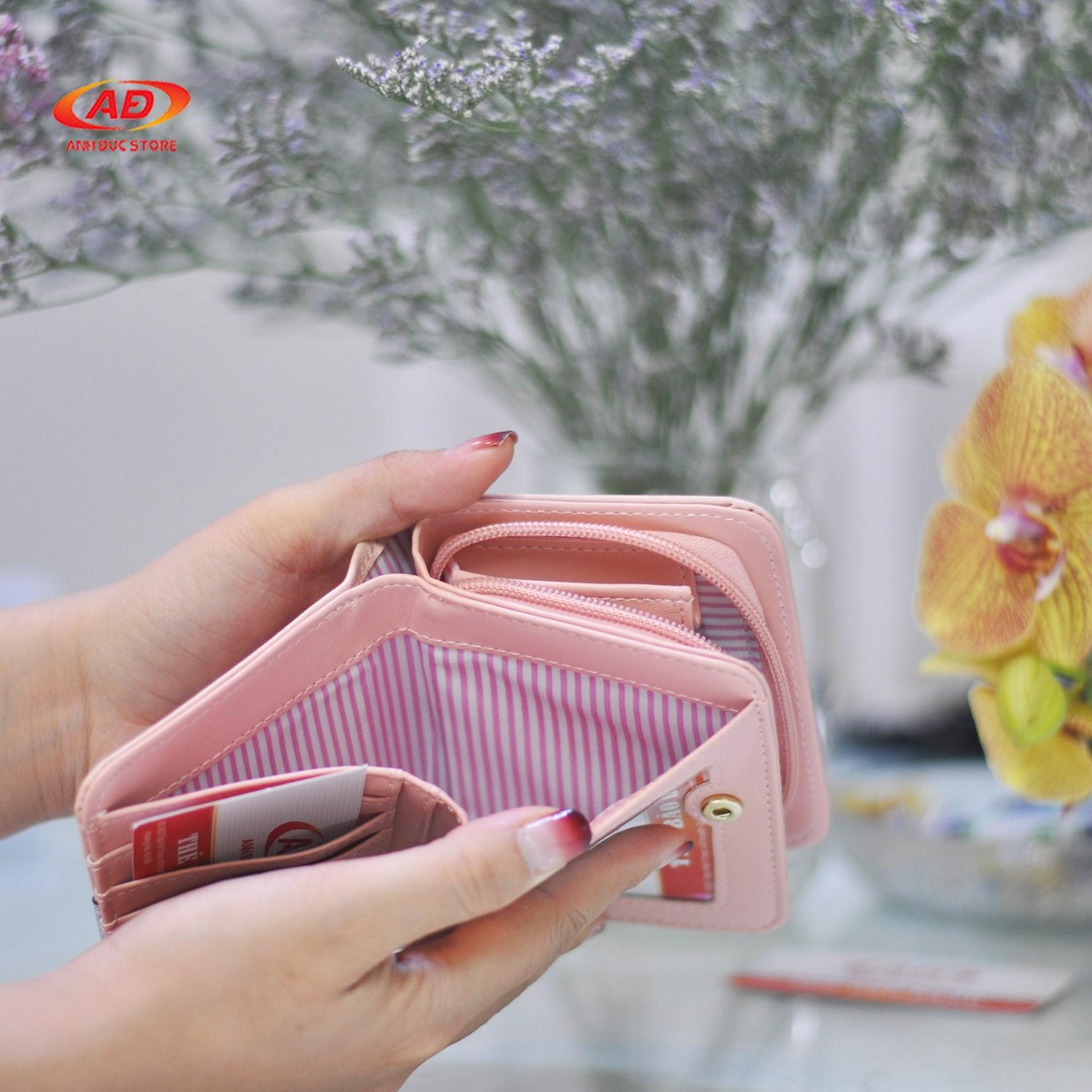 Ví / bóp nữ mini cao cấp có hộp đựng (Ví gấp)