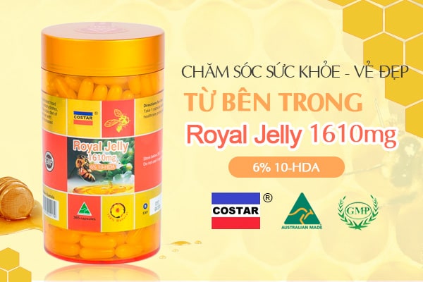 Sữa ong chúa Costar Royal Jelly 1610mg giúp tăng cường sinh lực và thể lực, làm đẹp da 365 viên