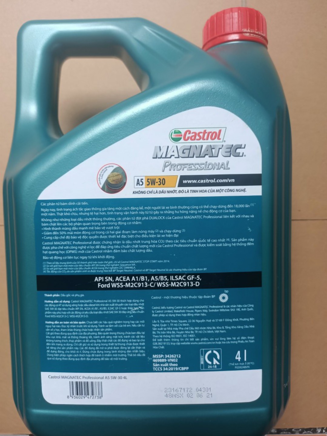 Dầu nhớt CASTROL MAGNATEC Professional A5 5w30 4lít ( mẫu mới )