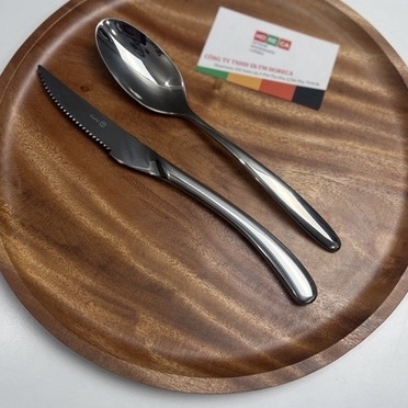 dao dĩa(nĩa) ăn bít tết inox cao cấp, đuôi cong Costa