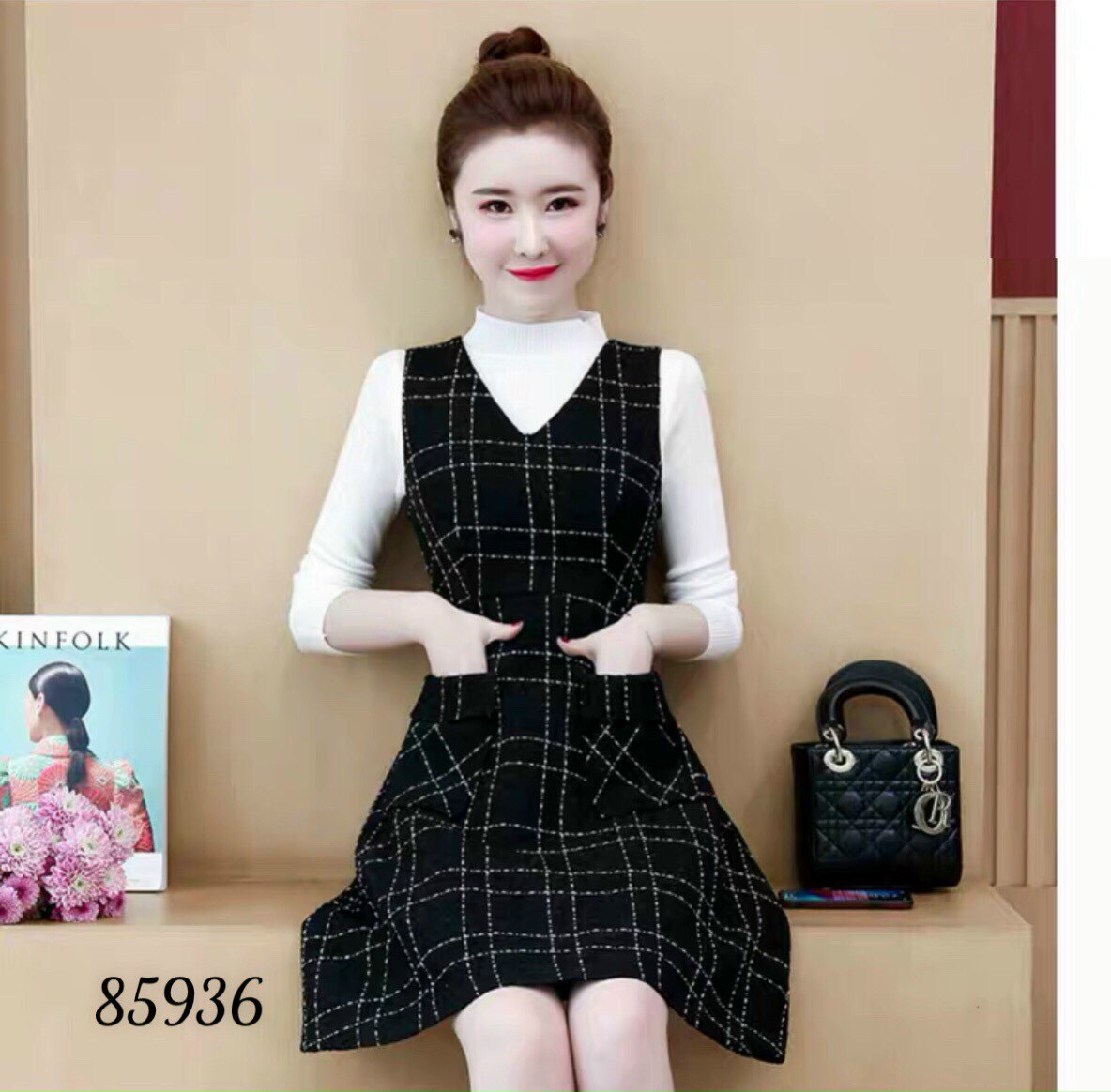 [Hàng new] Đầm phối tay dài 2020 siêu dễ thương