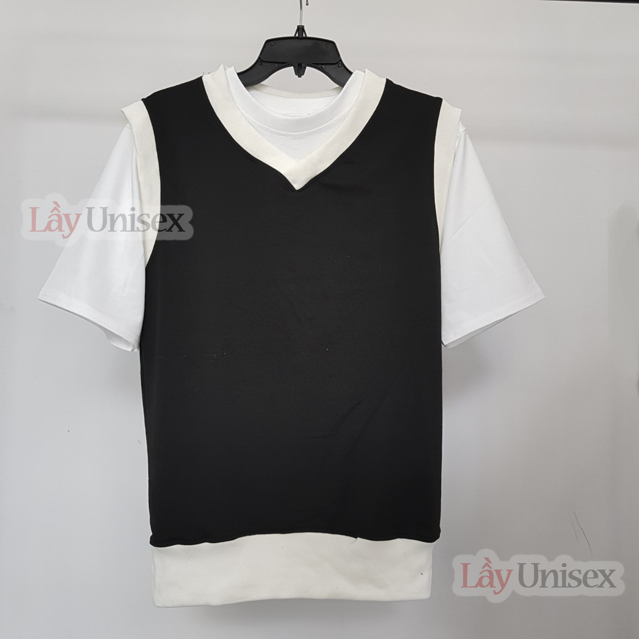 [HCM]Áo gile nam nữ unisex đen viền trắng