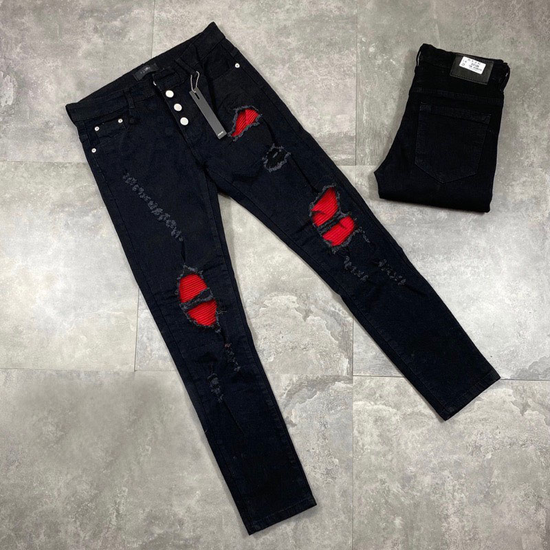 Quần jean nam CAO CẤP vá da phối rách xướt chất jean dày dặn mẫu mới hottrend giá rẻ chuẩn shop uy tín