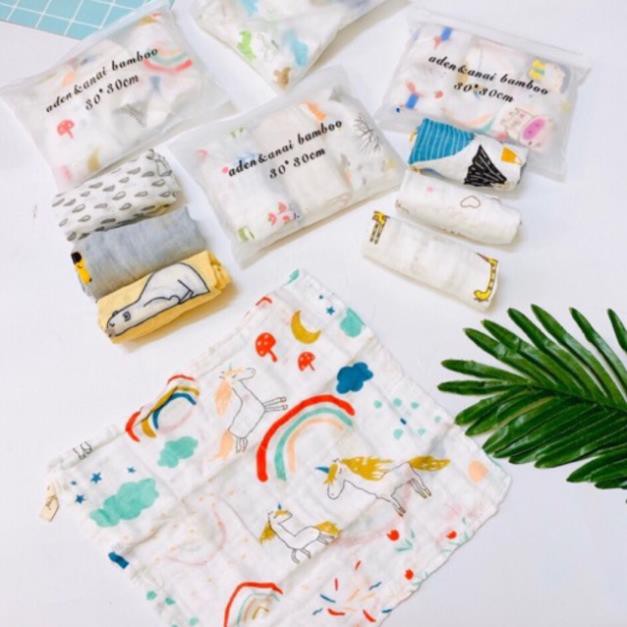 Set 3 khăn sữa sợi tre aden cho bé