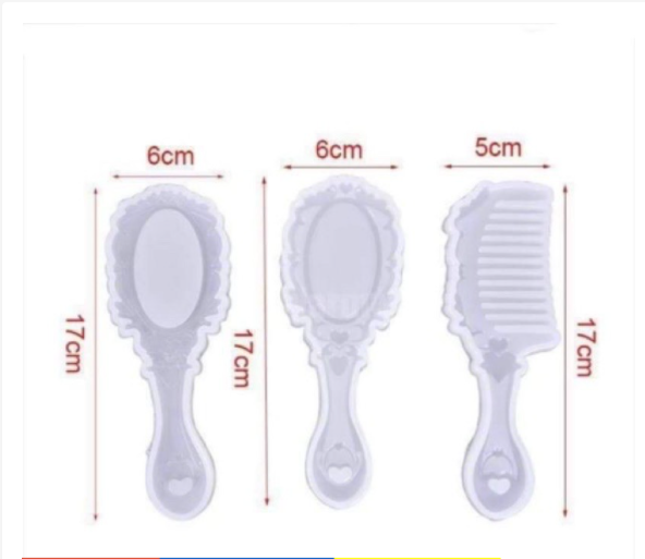 Khuôn Silicone đổ resin hình lược chải tóc và gương