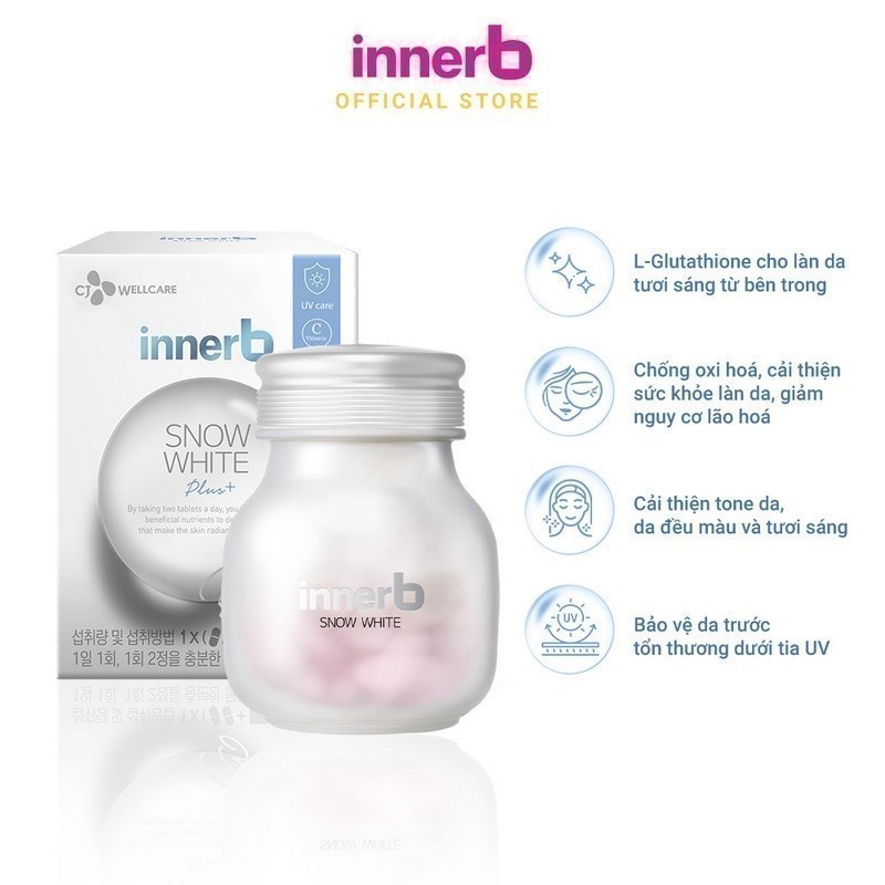 [Mua 2 tặng 1] Bộ đôi thực phẩm bảo vệ sức khỏe InnerB Snow White (28g)