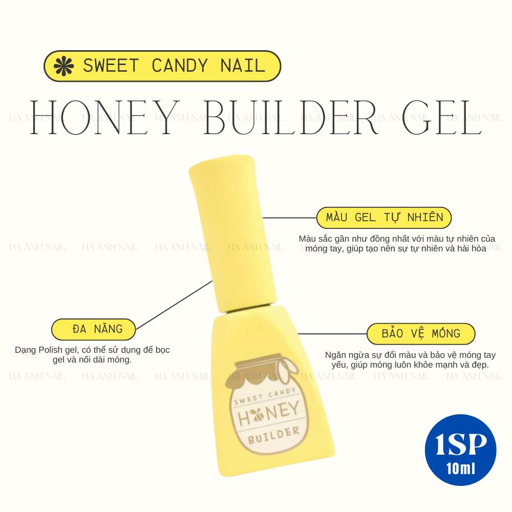 Sweet Candy-honey builder 10ml: Multi-Functional Korean nail drill honey builder gel helps keep nails strong