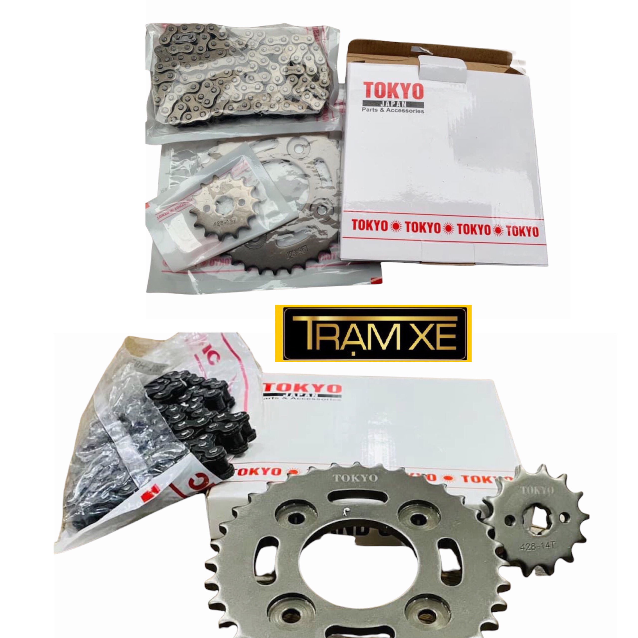 Bộ nhông sên dĩa Tokyo Japan cho các dòng xe Honda Dream Wave Future, Yamaha Sirius Fi Taurus - nhông xích bền bỉ thích hợp chạy Grab, chở hàng, dạo phố