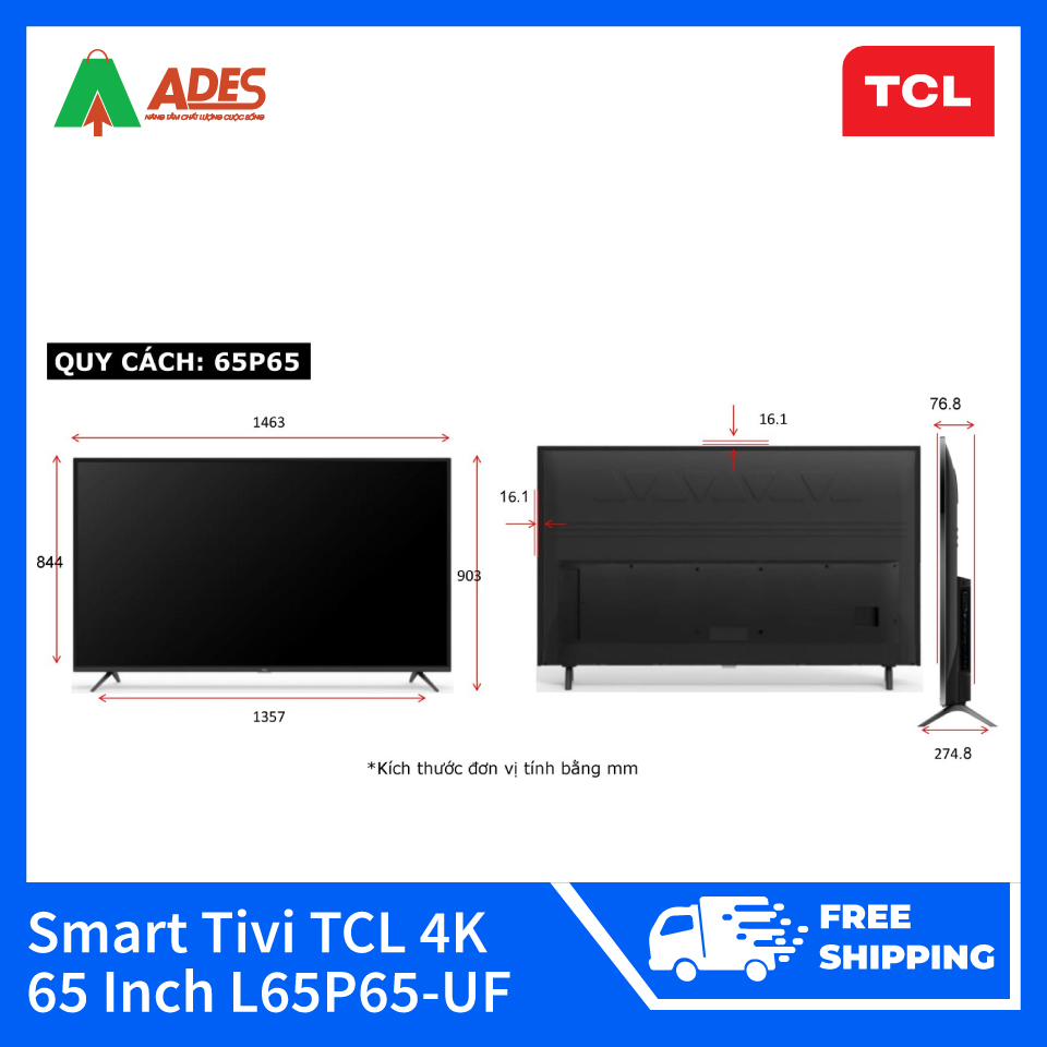Smart Tivi TCL 4K 65 Inch L65P65-UF