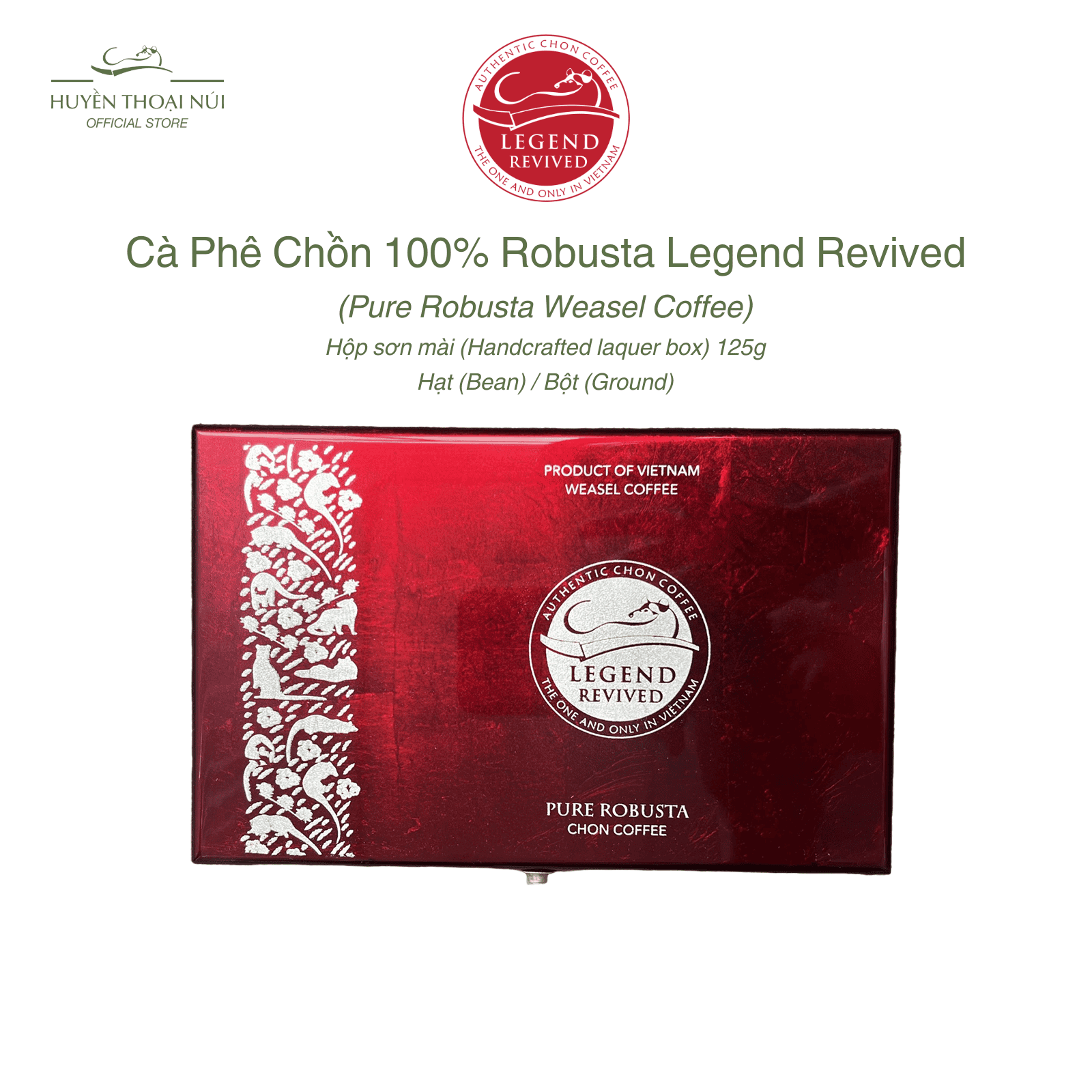 Legend Revived Premium Civet Coffee - 100% Authentic Civet Coffee Robusta - Naturally Fermented - Premium Lacquer Box 125g