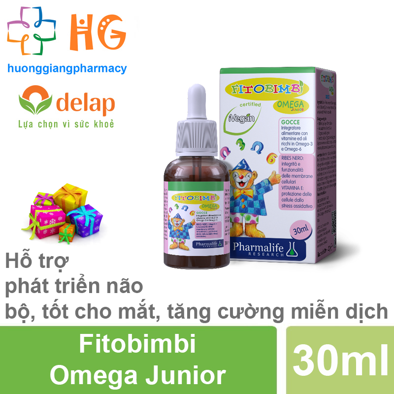 Fitobimbi omega junior Bổ não trẻ em Omega 3 Bổ mắt cho bé Phát triển trí não cho trẻ Lọ 30ml