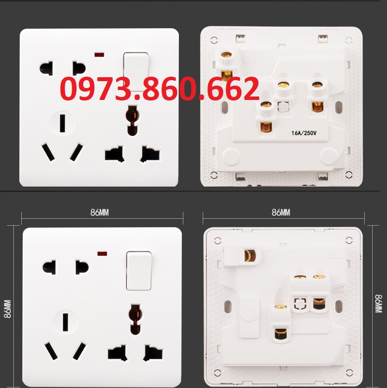 Ổ cắm công tắc vuông nhiều lỗ