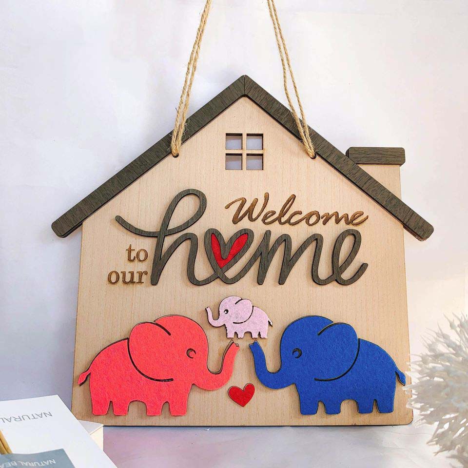 Bảng gỗ decor trang trí NGÔI NHÀ HẠNH PHÚC (bảng gỗ trang trí DNDecor + quà tặng giá 17.000đ)