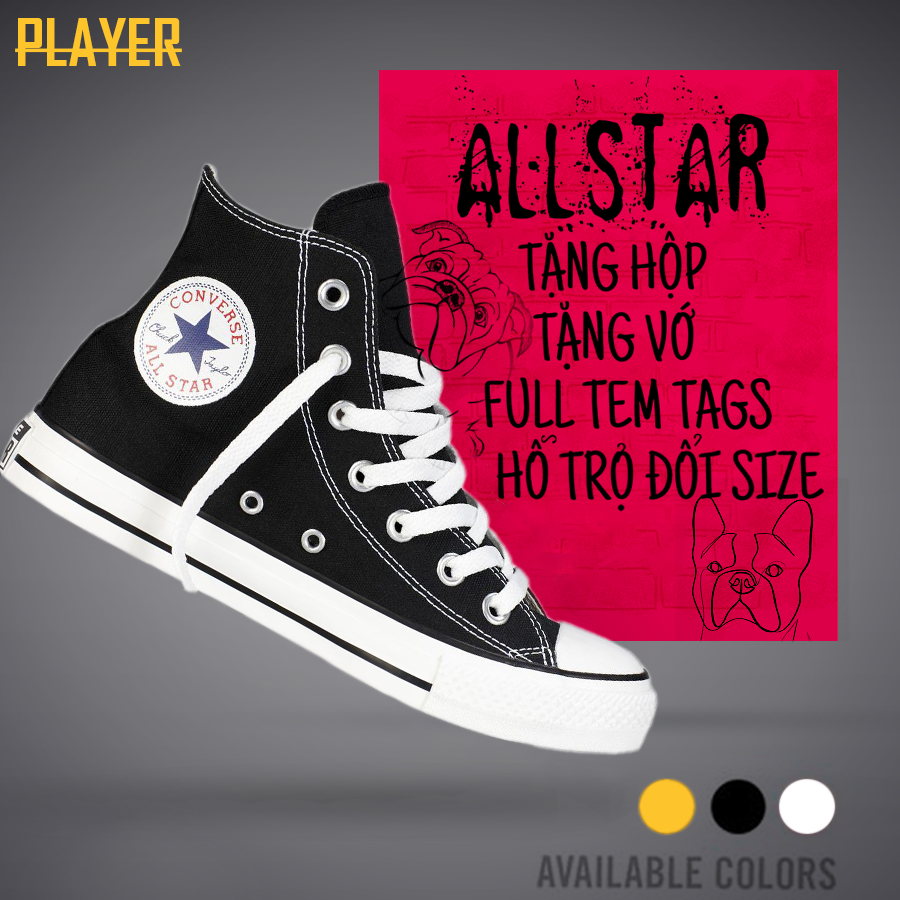 Giày sneaker Converse đen cổ cao - giày sneaker Converse Classic nam nữ