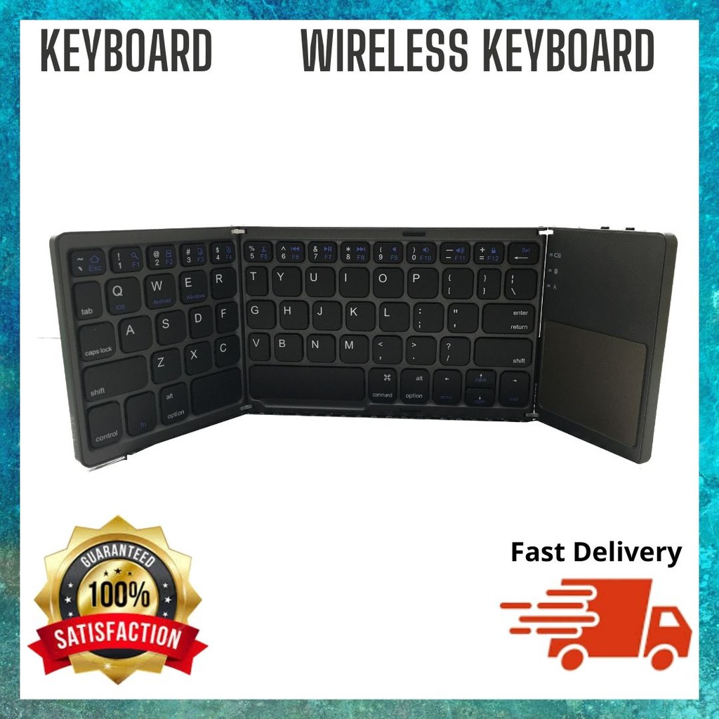 FOLDABLE ULTRA-SLIM PORTABLE WIRELESS BLUETOOTH KEYBOARD B033 QWERTY WITH TOUCHPAD