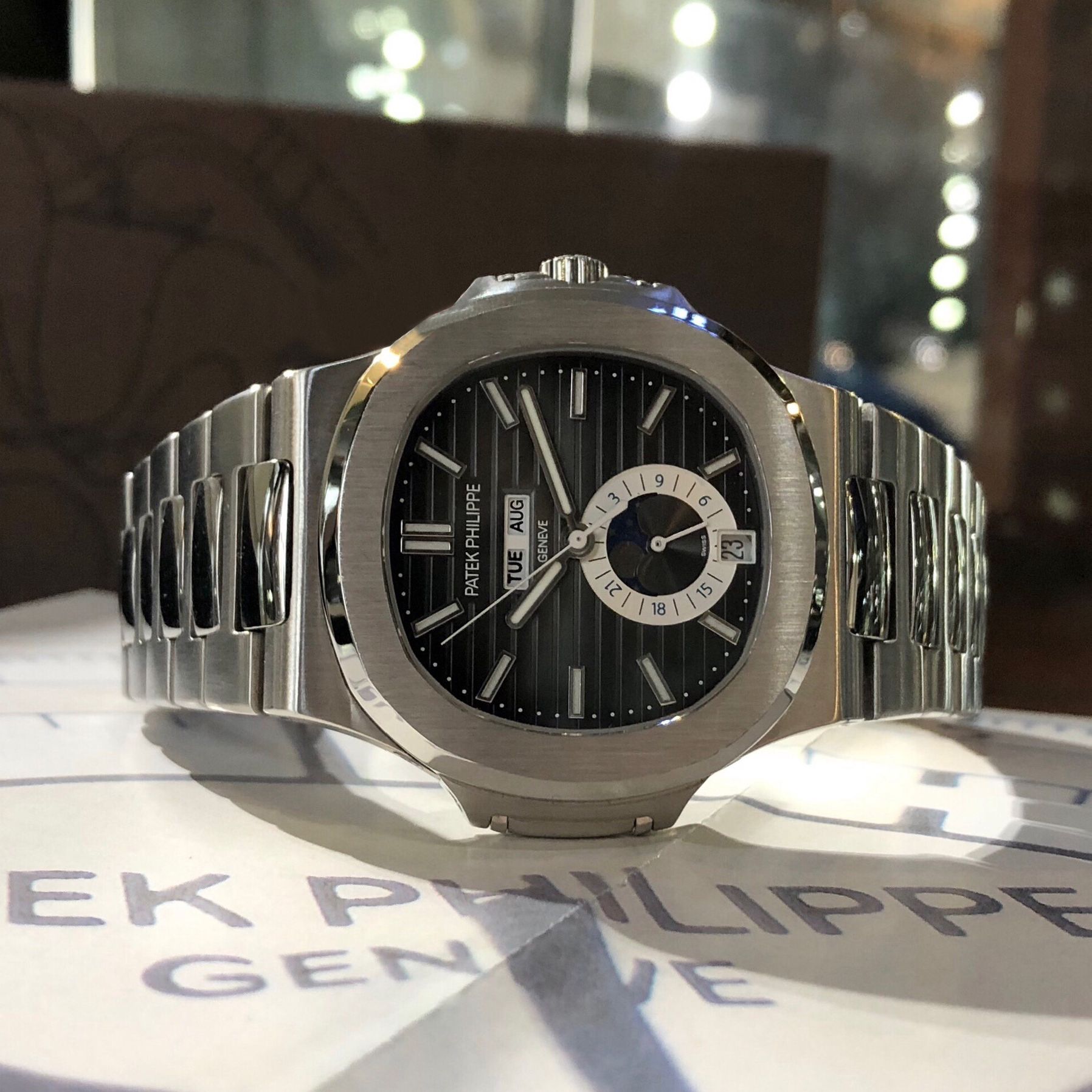 { RẺ VÔ ĐỊCH } ĐỒNG HỒ NAM PATEK PHILIPPE AUTOMATIC NAUTILUS MẶT ĐEN DÂY KIM LOẠI + THẺ BẢO HÀNH
