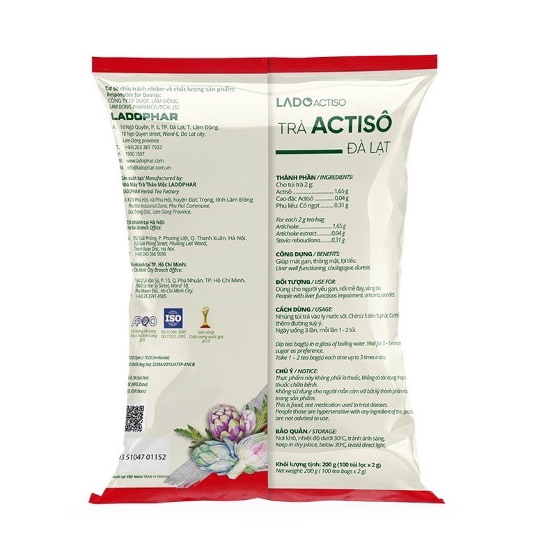 Trà atiso Lado túi lọc