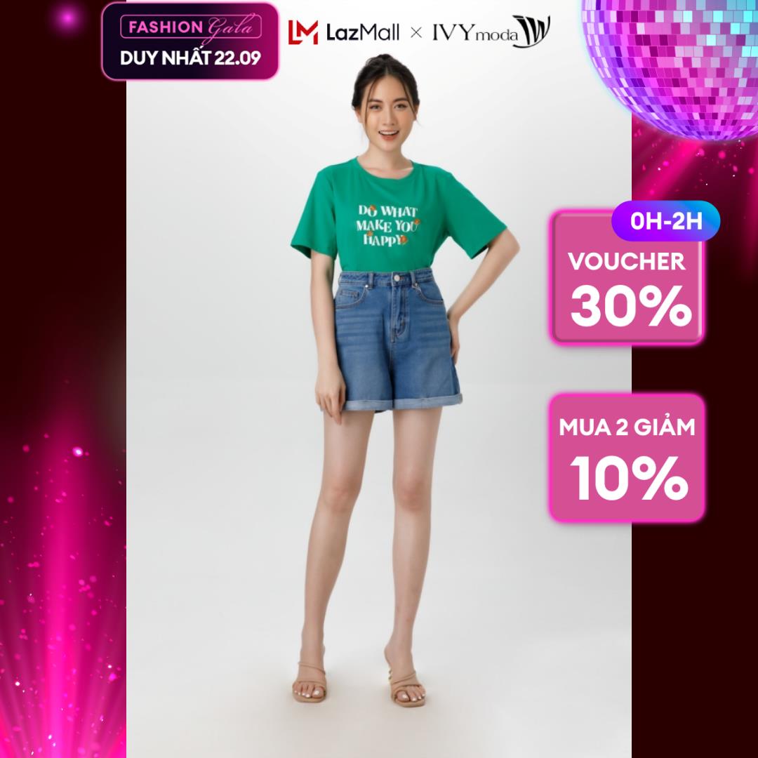 [TỪ 15-19.1|VOUCHER 150K] Quần sooc jean ống gập IVY moda MS 23B8878