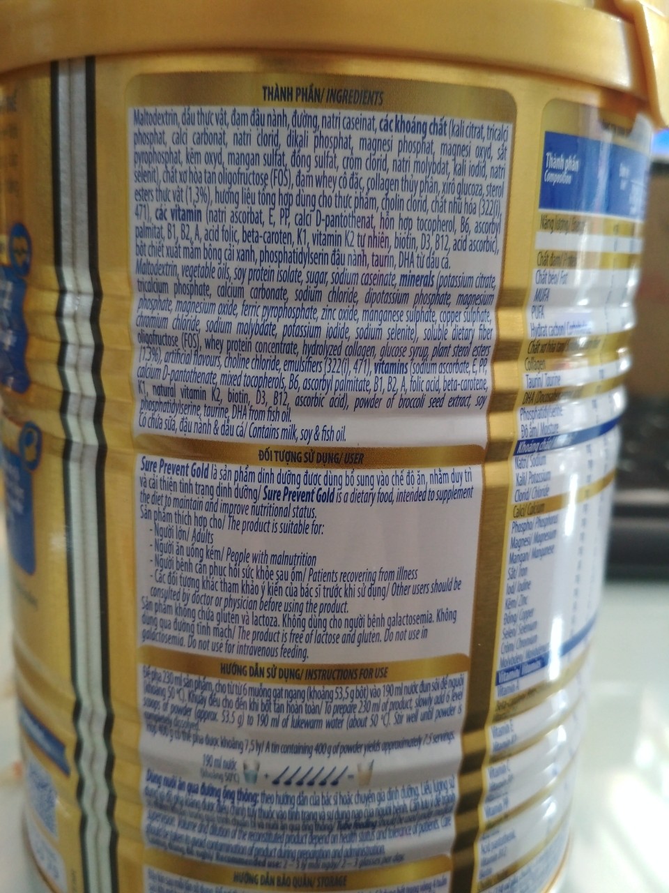 SỮA BỘT VINAMILK SURE PREVENT GOLD 400G