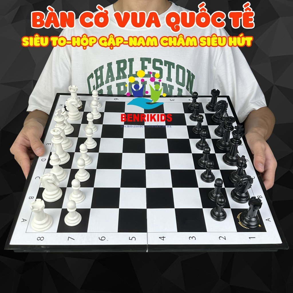 Bàn Cờ Vua Siêu To Khổng Lồ Size 42x42 Cm Có Nam Châm Siêu Hút Bàn Gập Kiêm Hộp Đựng Tiện Lợi Board Game