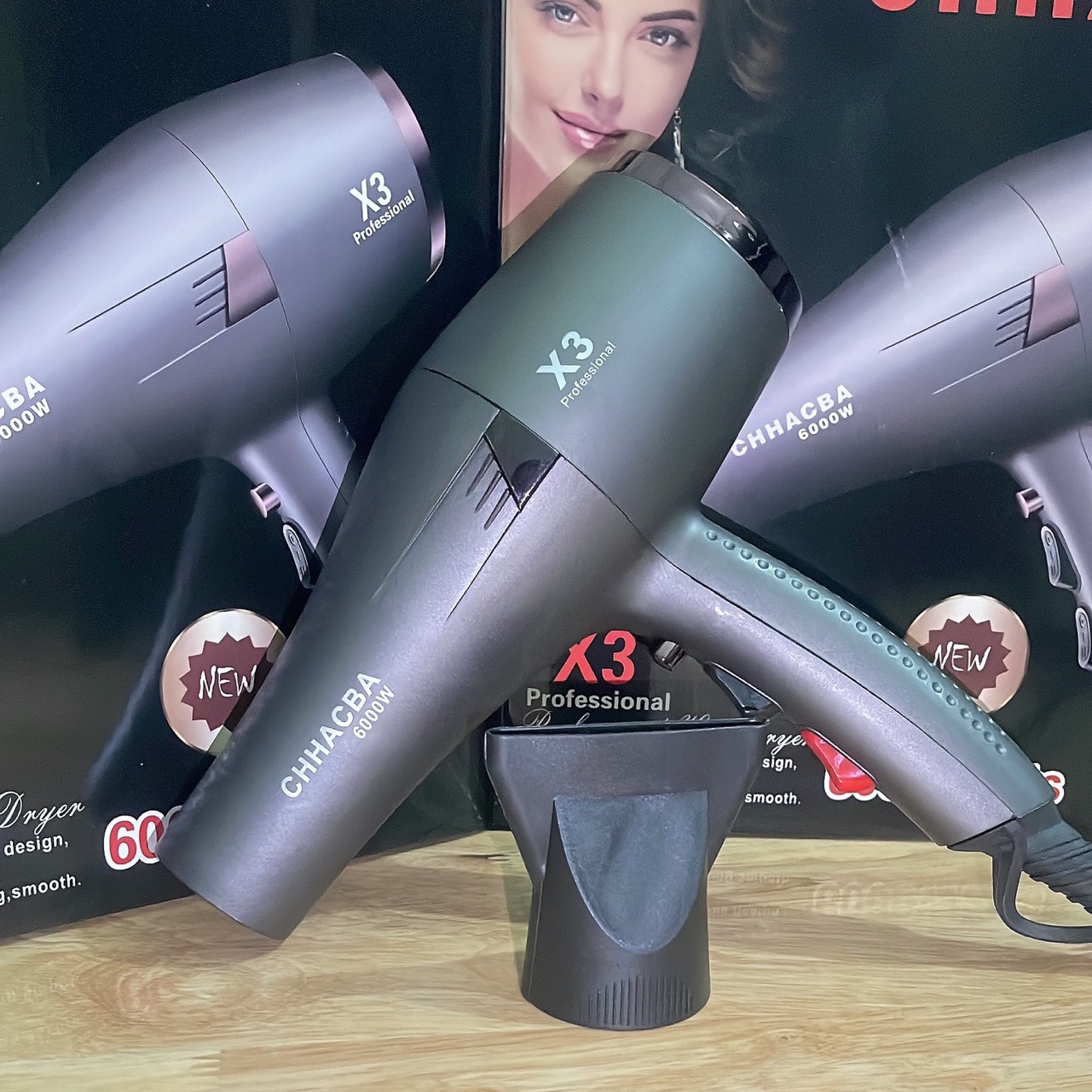 Máy sấy tóc công xuất lớn chhacba 6000w chẩn hàng salon, tặng kèm đầu sấy