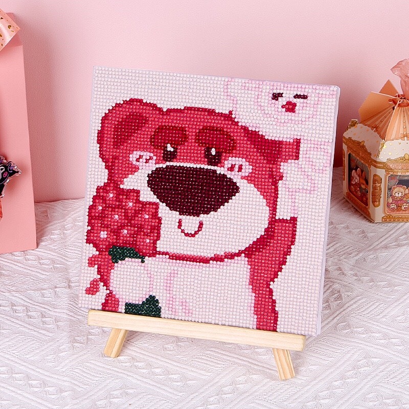 Tranh đính đá mini cô gái kích thước 20x20 KÈM tặng khung dễ thương cho bé