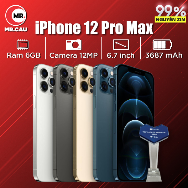(MRCAU) Điện thoại iPhone 12 PRO MAX (128GB/256GB) Chính Hãng  Bản Quốc Tế Máy Nguyên Zin Nguyên Bản Đẹp như mới Pin cao trên 90% hỗ trợ trả góp 0%