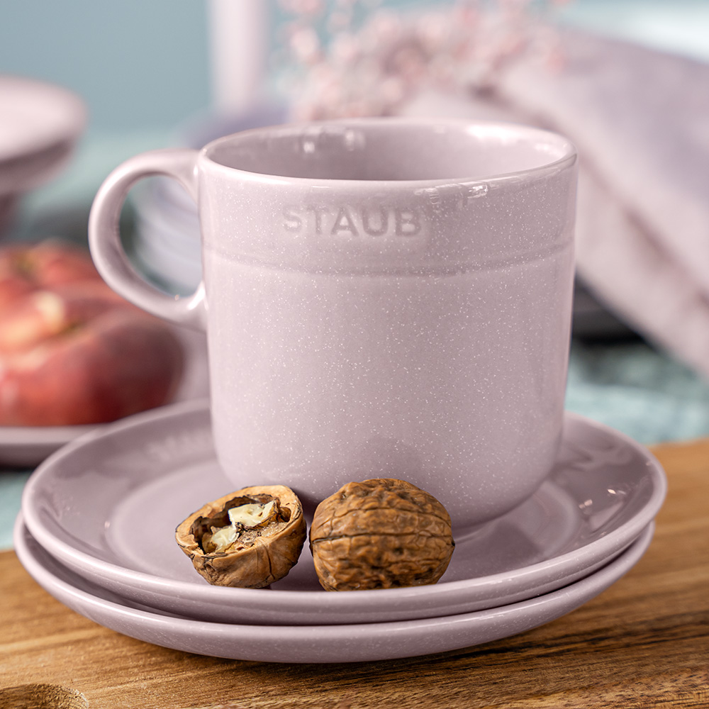 Cốc gốm sứ cao cấp STAUB 350ml (màu truffle trắng/Hoa anh đào)