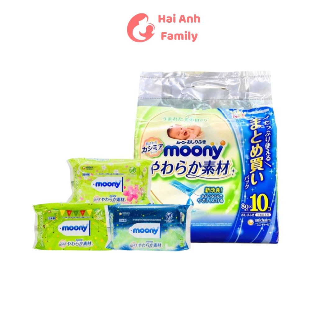 Giấy ướt Moony hàng nội địa Nhật gói 76 miếng
